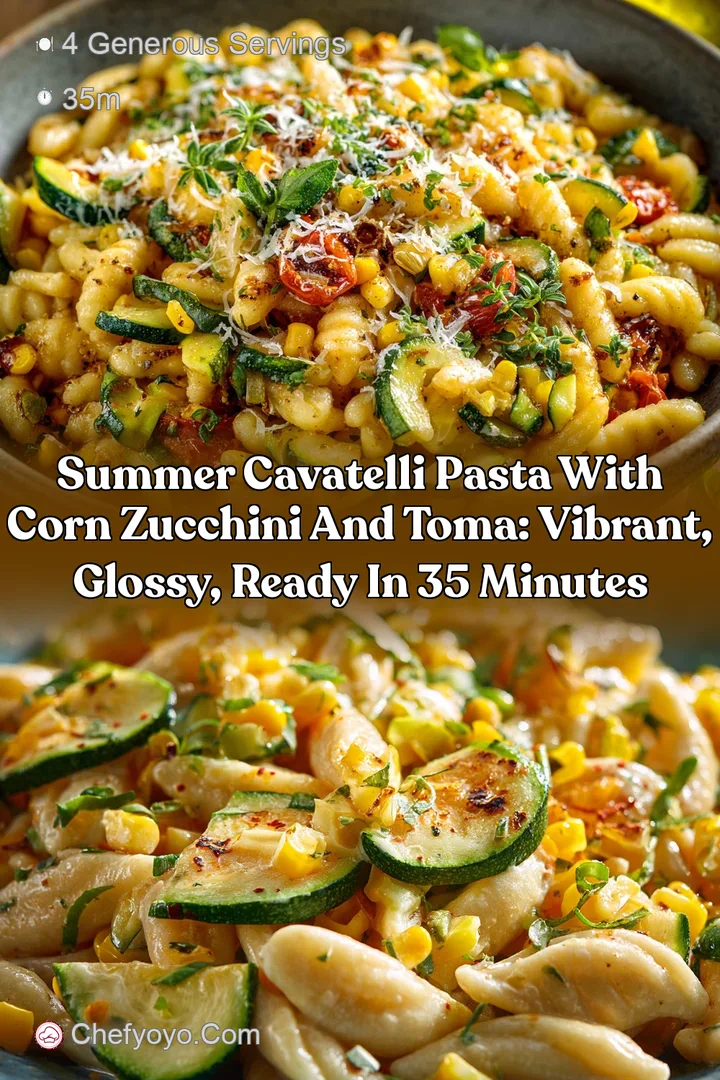 Summer Cavatelli Pasta with Corn Zucchini and Toma: Vibrant Glossy Ready in 35 Minutes