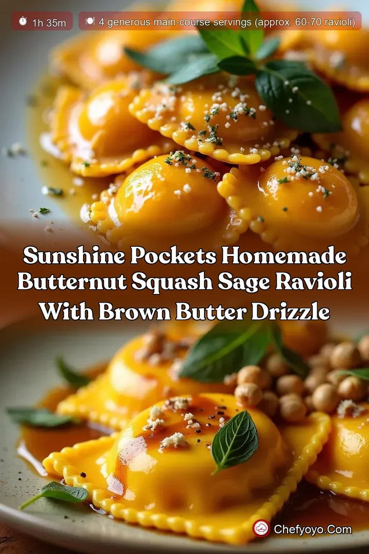 Sunshine Pockets Homemade Butternut Squash Sage Ravioli with Brown Butter Drizzle