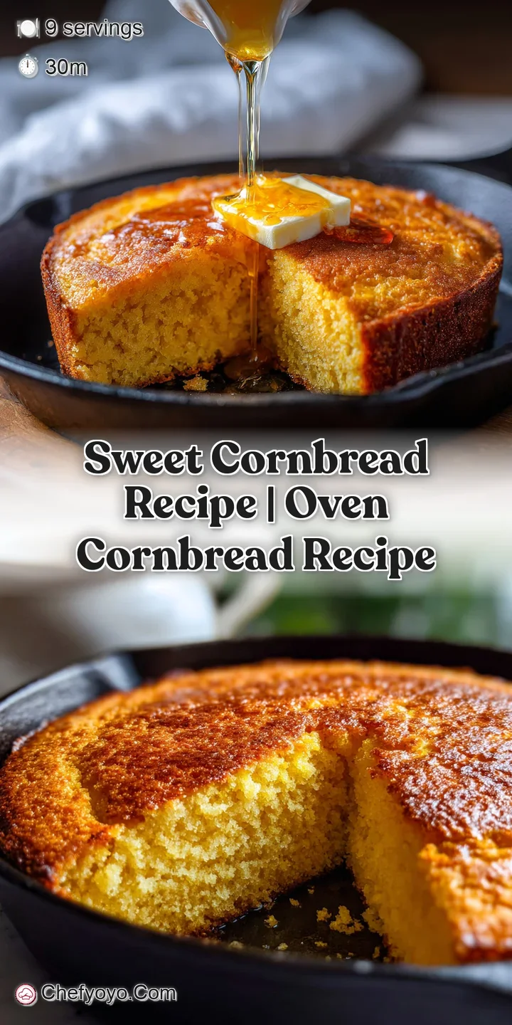 Close-up of sweet cornbread showing the coarse crumb, golden crust, and a glistening sheen of melted butter. Sweet and com...