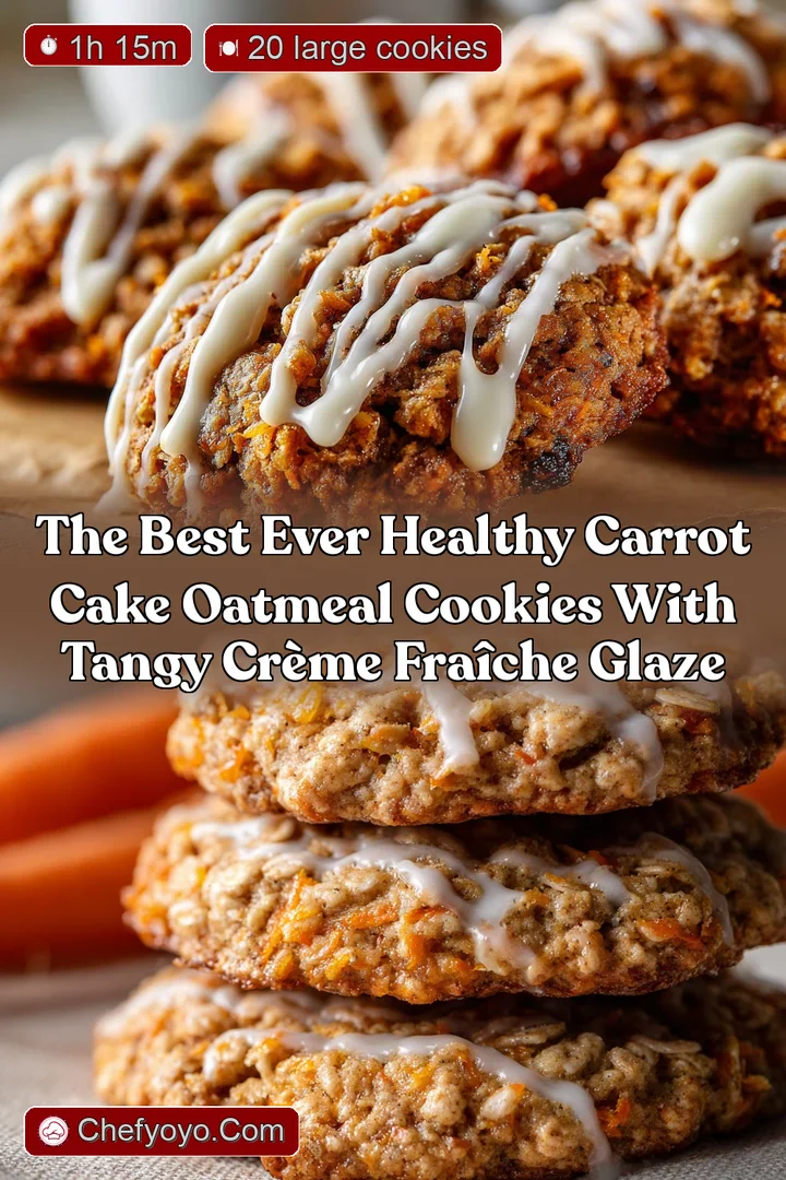 The Best Ever Healthy Carrot Cake Oatmeal Cookies with Tangy Cr&egrave;me Fra&icirc;che Glaze