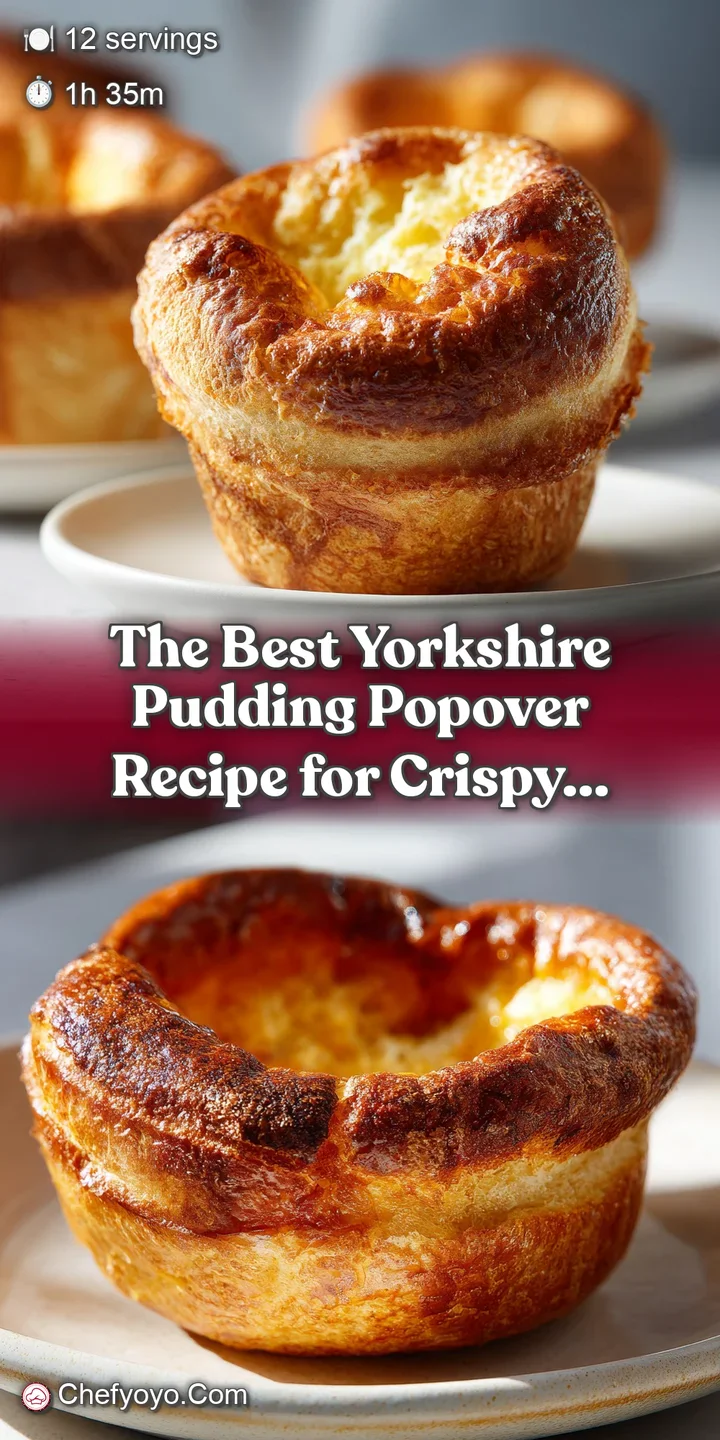 Close-up captures the bubbly, crisp texture of a freshly baked Yorkshire pudding. A warm, inviting image showcasing its go...
