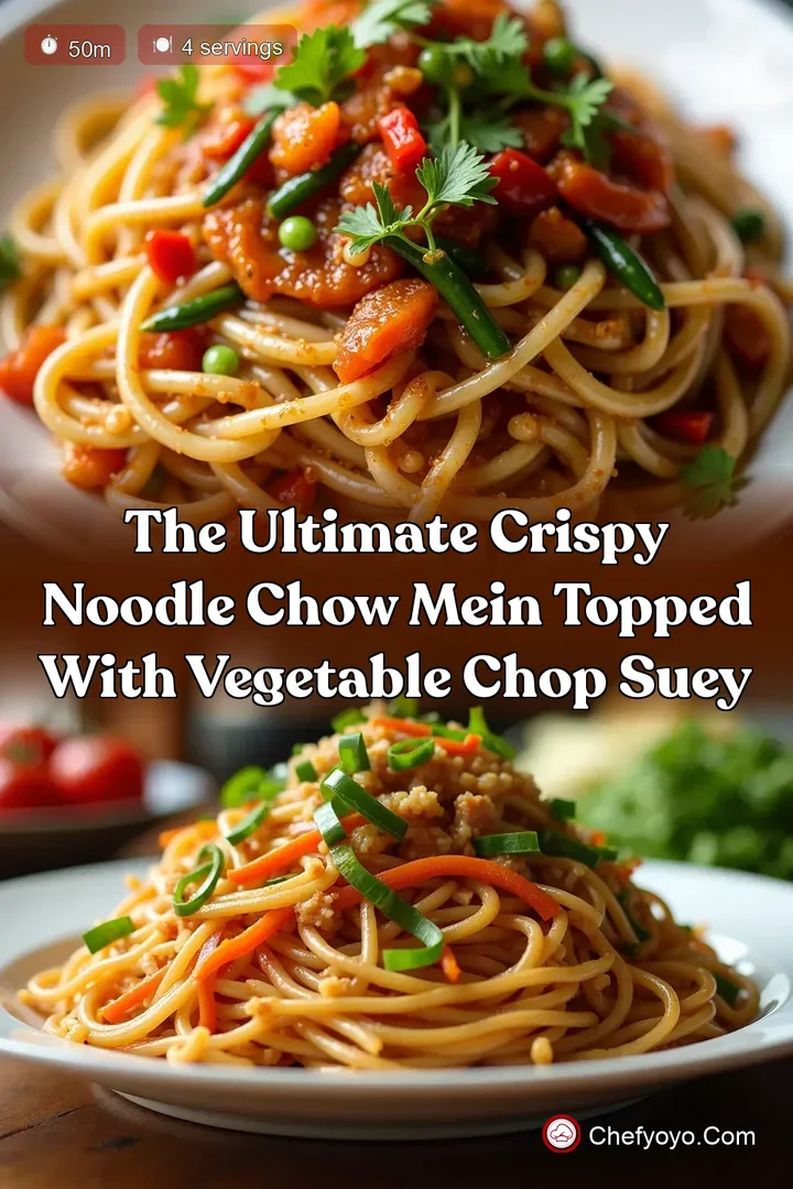 The Ultimate Crispy Noodle Chow Mein Topped with Vegetable Chop Suey