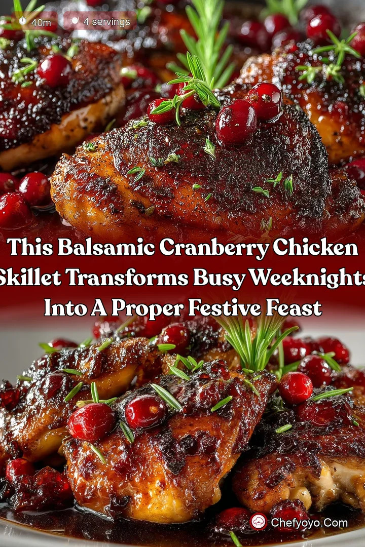 This Balsamic Cranberry Chicken Skillet transforms busy weeknights into a proper festive feast