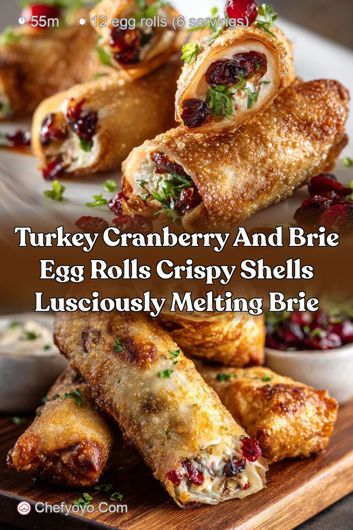 Turkey Cranberry and Brie Egg Rolls Crispy Shells Lusciously Melting Brie