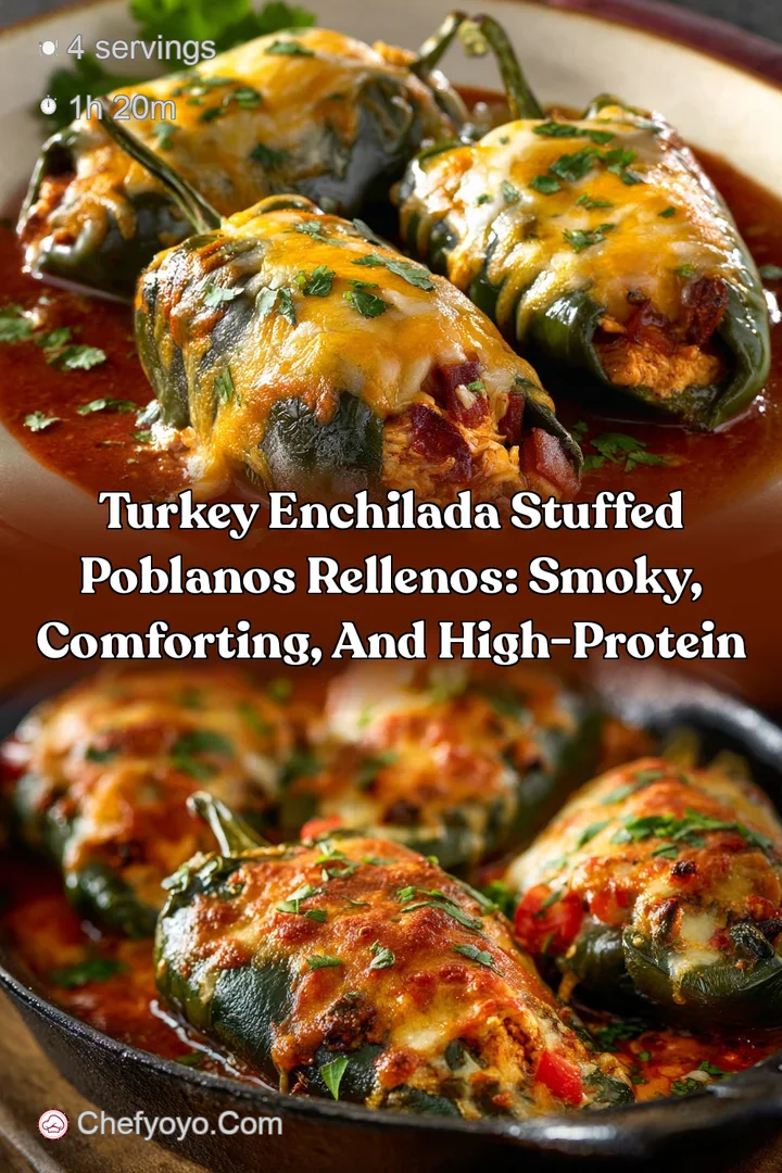 Turkey Enchilada Stuffed Poblanos Rellenos: Smoky Comforting and High-Protein