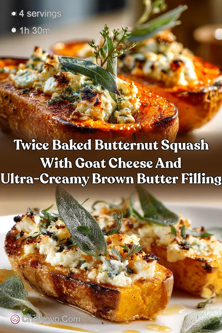 Twice Baked Butternut Squash with Goat Cheese and Ultra-Creamy Brown Butter Filling