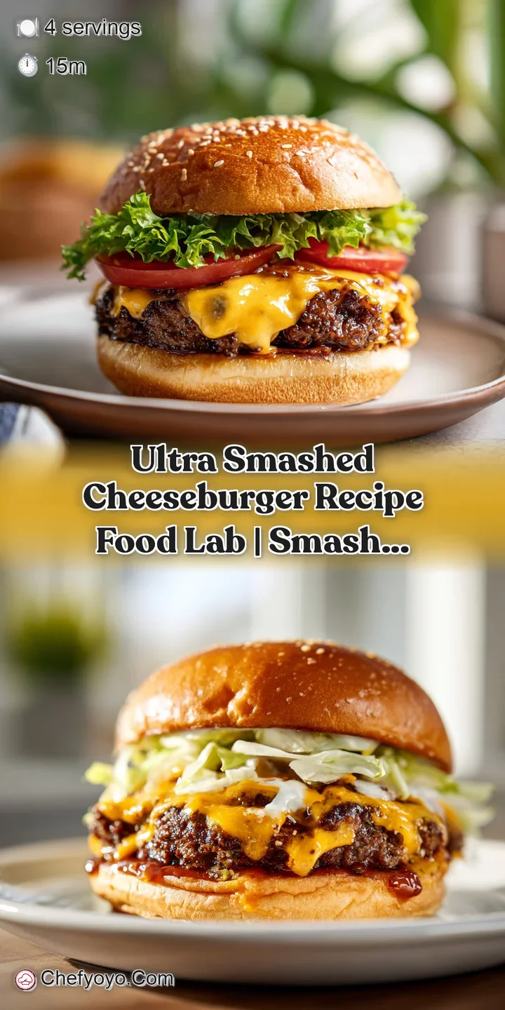 Close-up capturing the glistening, caramelized crust of a smashed burger, with melty cheese and a soft, toasted sesame see...