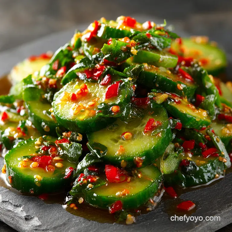 10Minute Smashed Cucumber Salad with Sesame Ginger Vinaigrette presentation