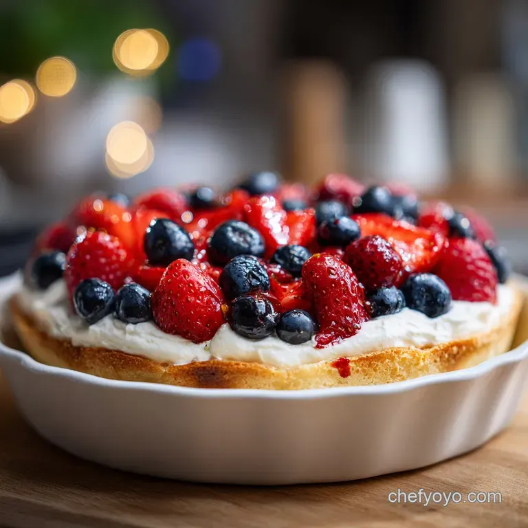 Slices of colorful fruit pizza artfully arranged on a white plate, showcasing the crisp crust, smooth frosting, and juicy ...