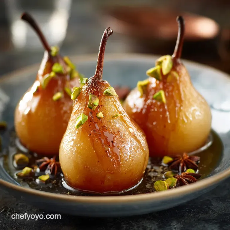 Amaretto Maple Poached Pears: Effortlessly Elegant Star Anise Dessert presentation