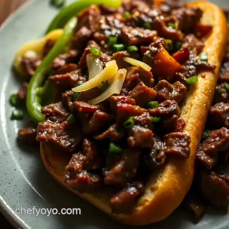 Authentic Philly Cheesesteak Sandwich presentation