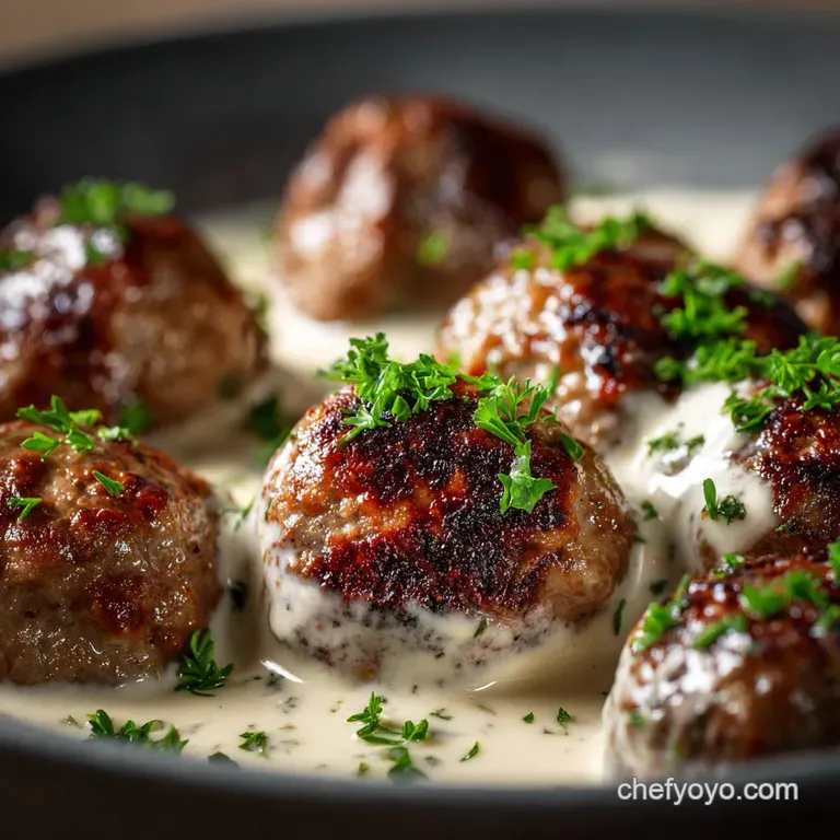 Classic K&ouml;ttbullar Authentic Swedish Meatballs and Rich Cream Gravy presentation