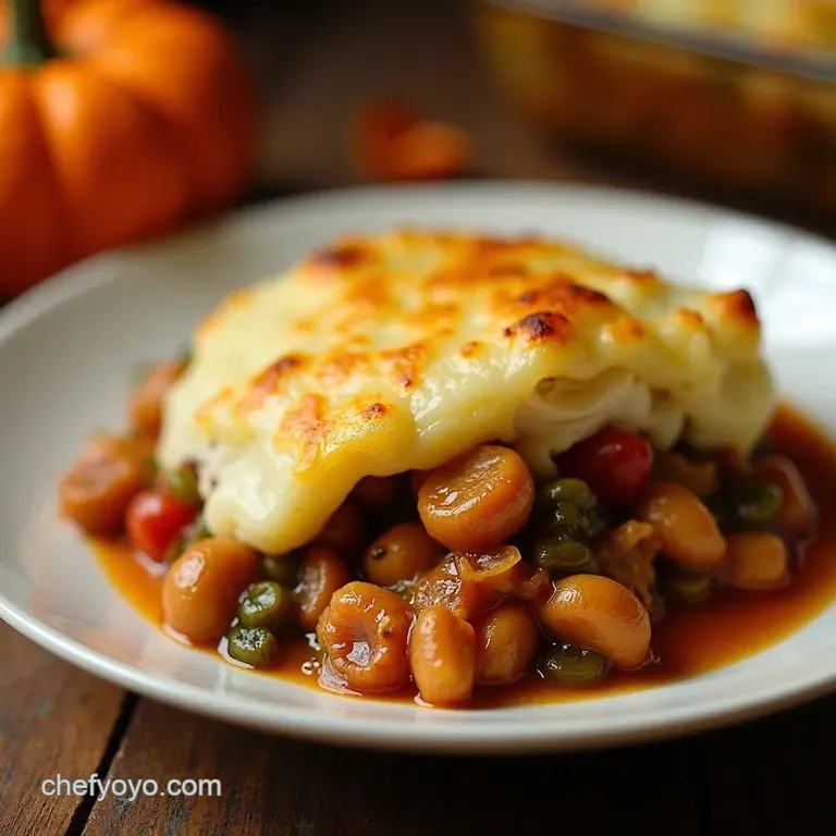 Autumn Harvest Chicken and Apple Shepherds Pie with Sweet Potato Topping presentation