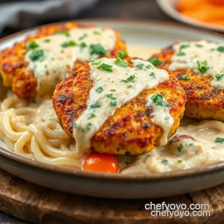 Baked Chicken Cutlets in Creamy Veggie Sauce presentation