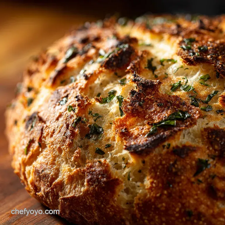Basil and Garlic No Knead Bread: the Ultimate Easy Artisan Loaf presentation