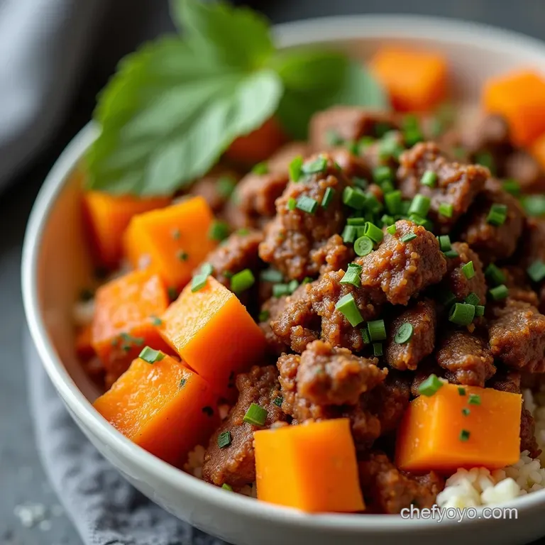 The Ultimate Savoury Sweet Potato Spiced Beef Cottage Cheese Bowl