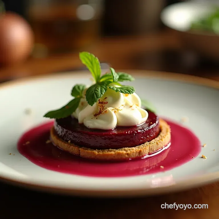 Beet Goes on Balsamic Beetroot Goat Cheese Tarte Tatin presentation