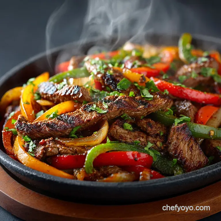 The Ultimate Sizzler Authentic Blackstone Steak Fajitas presentation