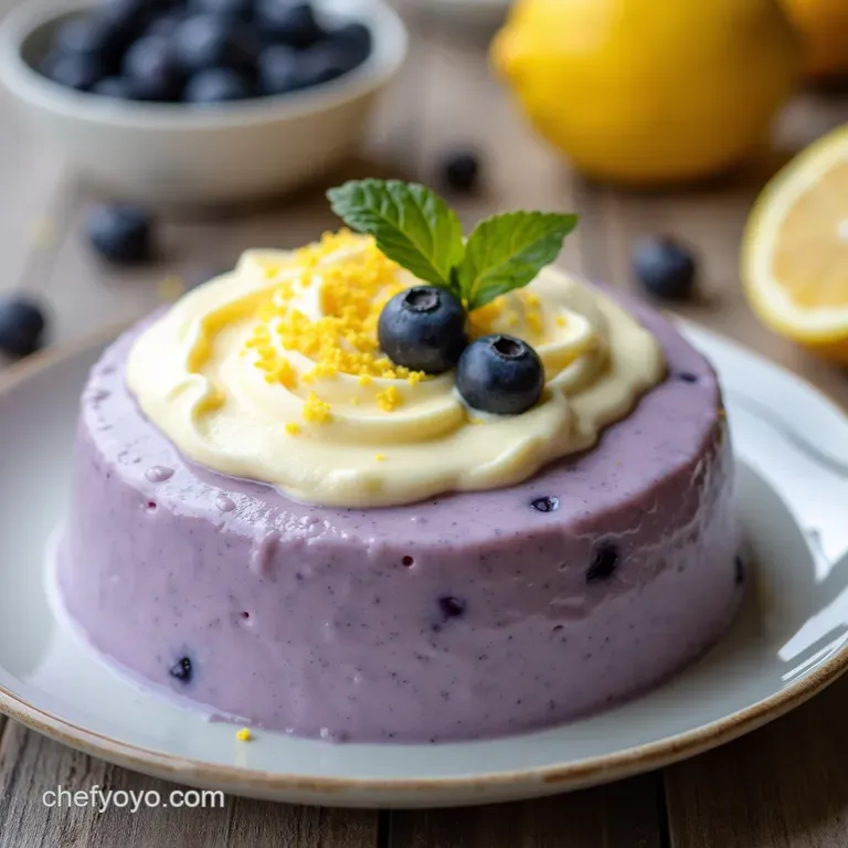Cloud Nine Cottage Cheese Mousse with Lemony Blueberry Swirl