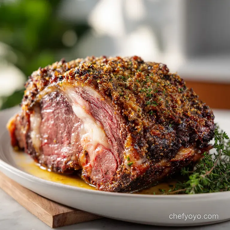 Bonein Rib Roast: Reverse-Sear Standing Rib Roast presentation