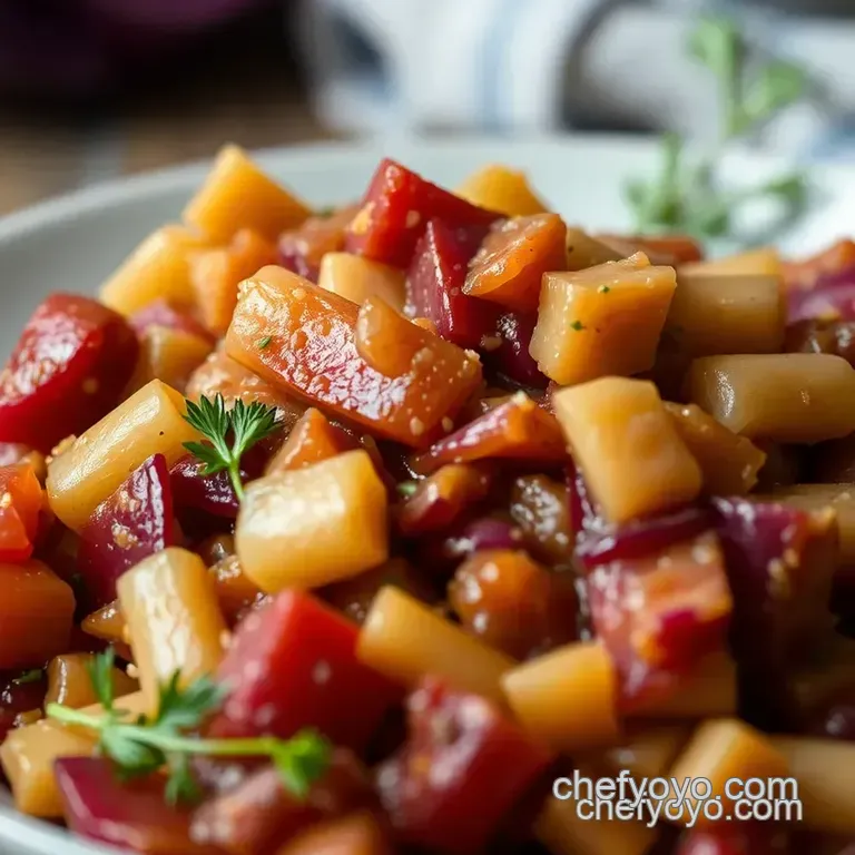 Braised Red Cabbage with Apples and Balsamic Glaze presentation