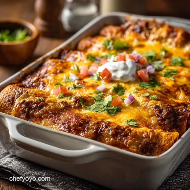 Breakfast Enchiladas: the Ultimate Cheesy Brunch Casserole with Salsa Verde presentation
