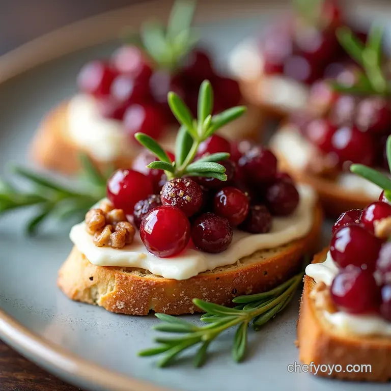 Jeweled Brie Tangy Cranberry Crostini with Rosemary Walnuts