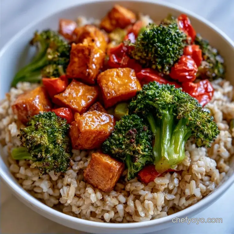 Brown Rice Veggie Bowl: Roasted and Zesty
