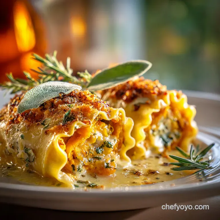 Butternut Squash Lasagna Rolls Elegant Autumn Dinner with Brown Butter Sage presentation
