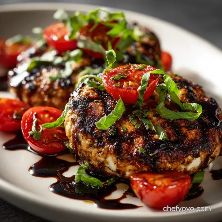 Caprese Chicken Burgers with Homemade Balsamic Glaze presentation