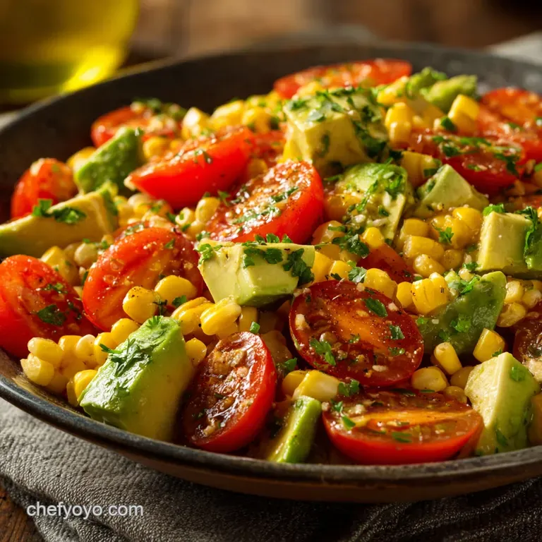 Corn Avocado and Tomato Salad with Zesty Lime Dressing Easy Bbq Side presentation