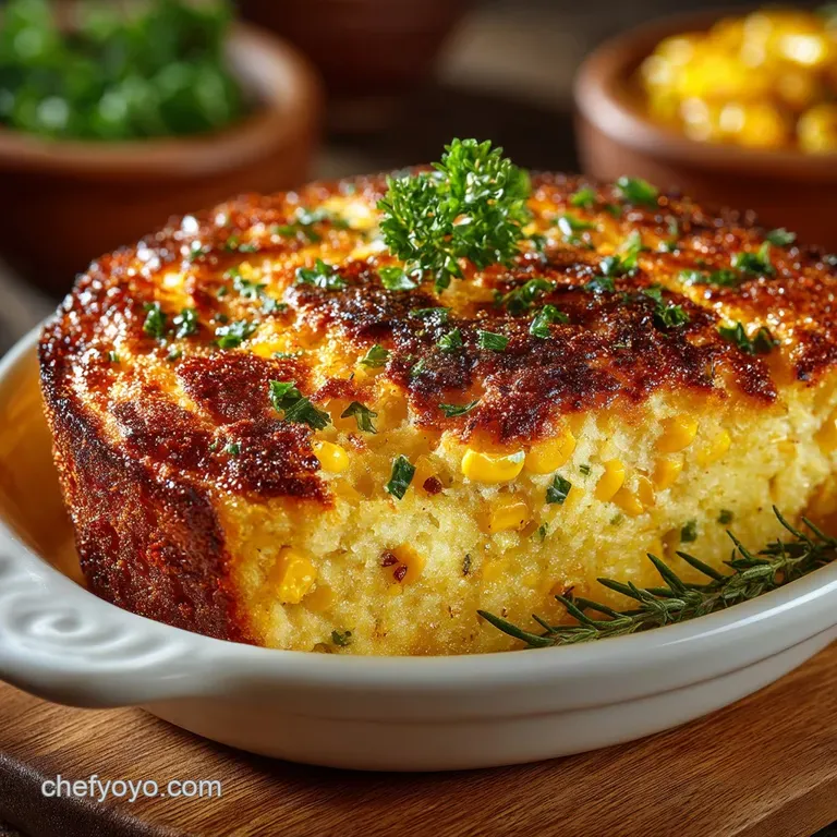 The Cheesy Heart of Gold Corn Pudding Casserole presentation