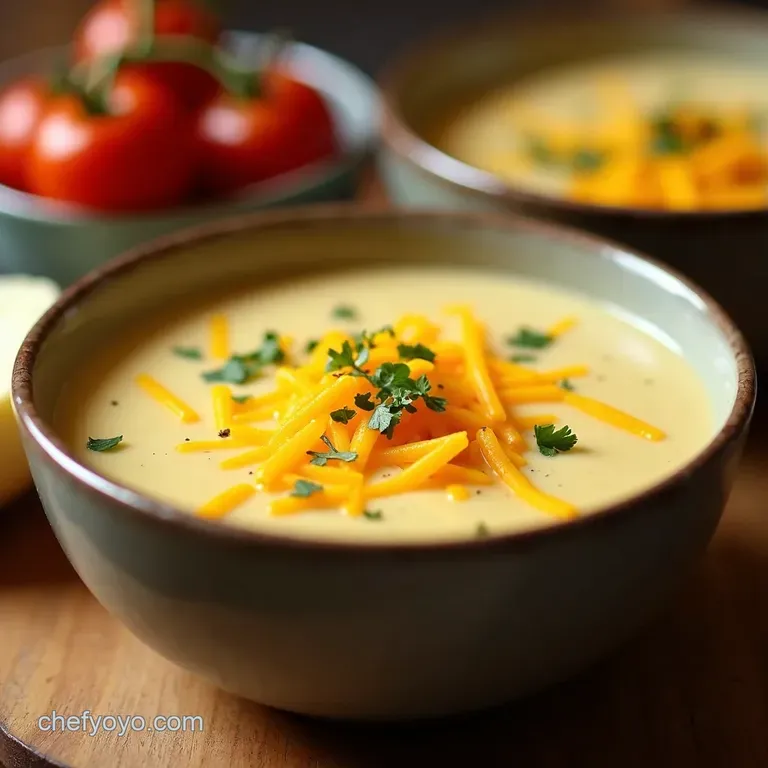Cheesy Dream the Best Homemade Cheddar Garlic Herb Potato Soup presentation