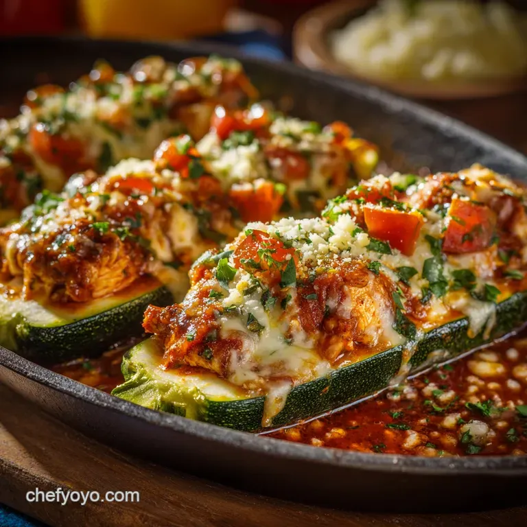 Chicken Enchilada Stuffed Zucchini: Fiesta Boats for a Low Carb Dinner presentation