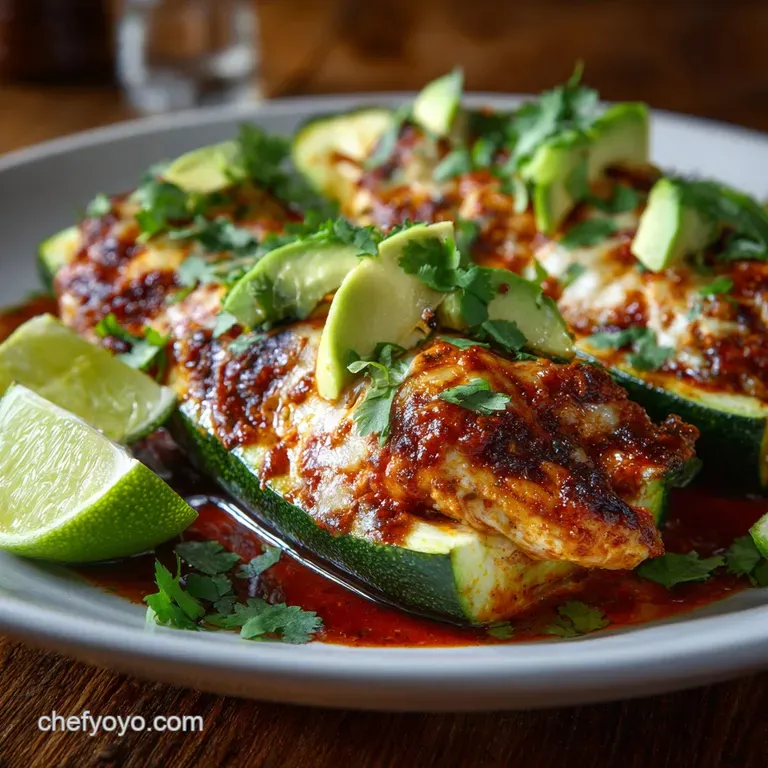 Chicken Enchilada Stuffed Zucchini: Fiesta Boats for a Low Carb Dinner
