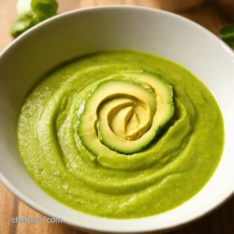 Chilled Cucumber Avocado Soup presentation