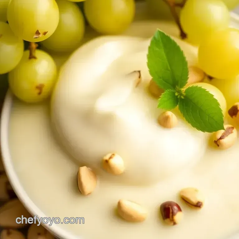 Chilled Pistachio Pudding with Zesty Grapes presentation