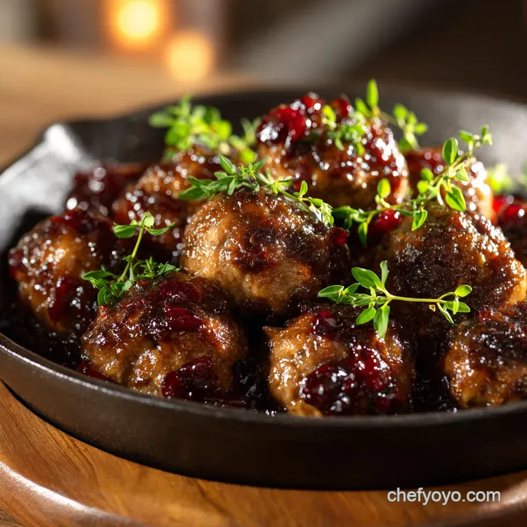 Christmas Cranberry Meatballs: Festive Glazed Holiday Canap&eacute;s presentation