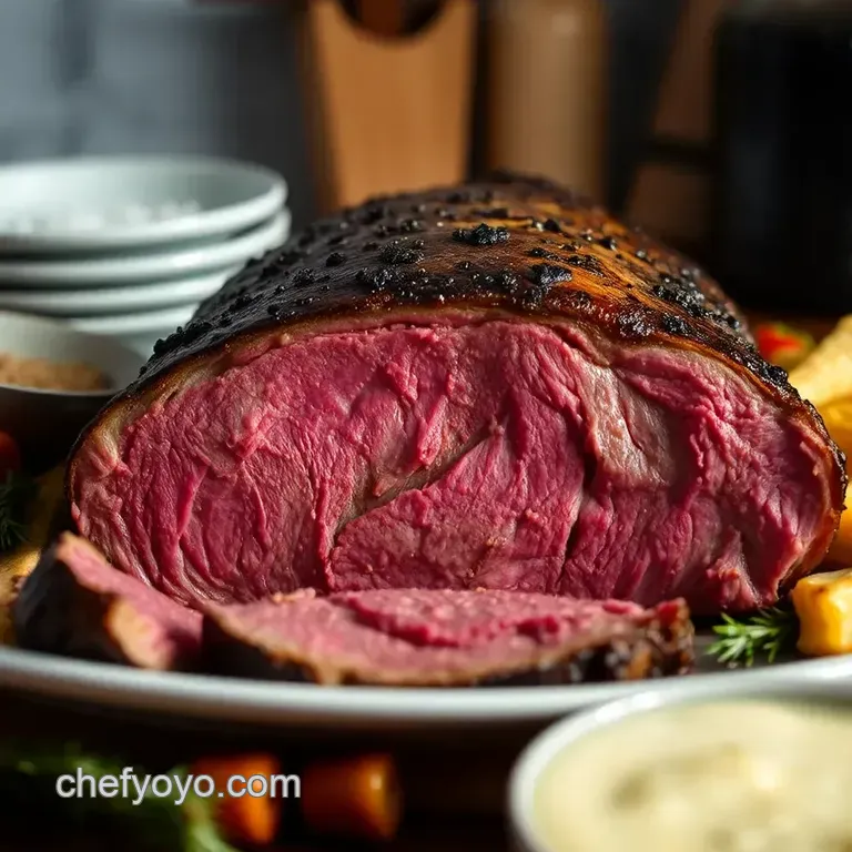 Classic Roast Beef with Herb Crust presentation