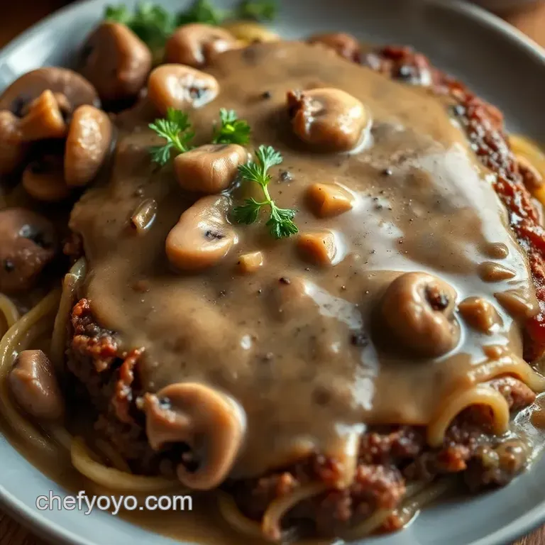 Classic Salisbury Steak with Savory Mushroom Gravy presentation