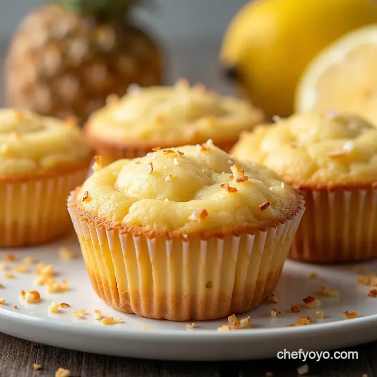 Light Luscious Tropical Coconut and Pineapple Cottage Cheese Muffins