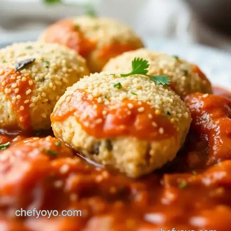 Cooked Crepinette with Savory Tomato Sauce presentation