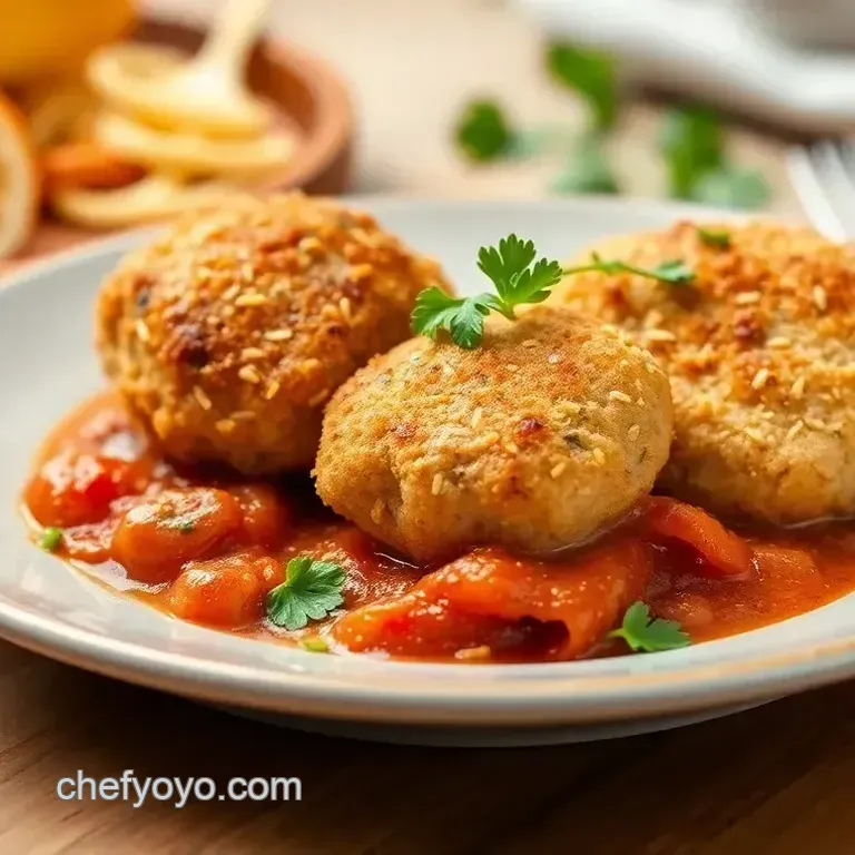 Cooked Crepinette with Savory Tomato Sauce