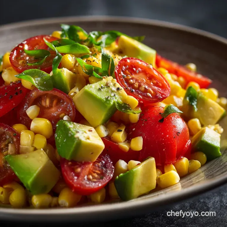 Corn Tomato Avocado Salad with Zesty Honey Lime Dressing Easy 30 Mins presentation