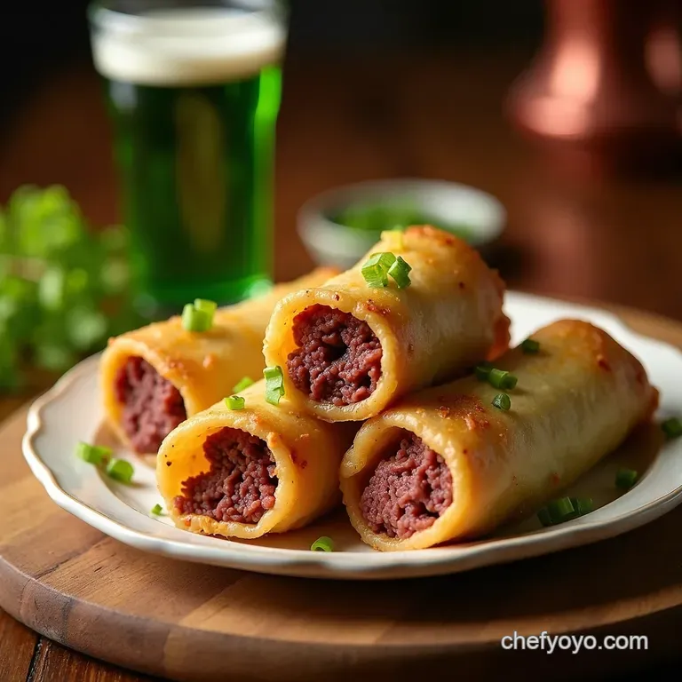 Corned Beef Cabbage Spring Rolls presentation