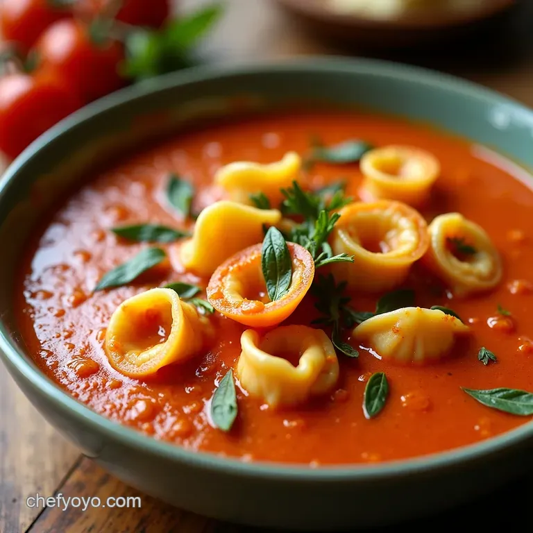 Cozy Creamy Tomato Tortellini Soup presentation