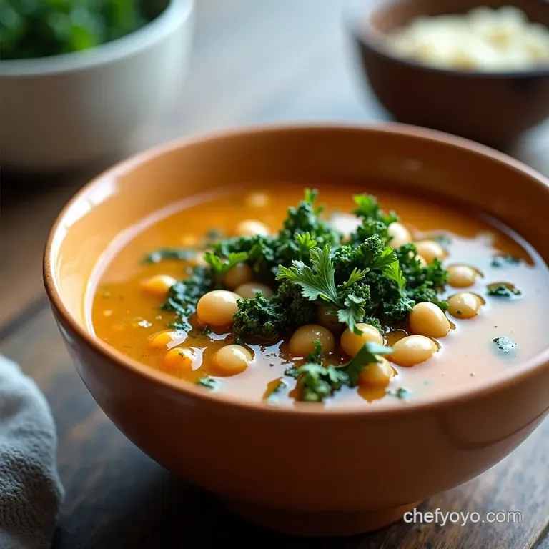Cozy Kale Cannellini Bean Soup with Lemon Parmesan