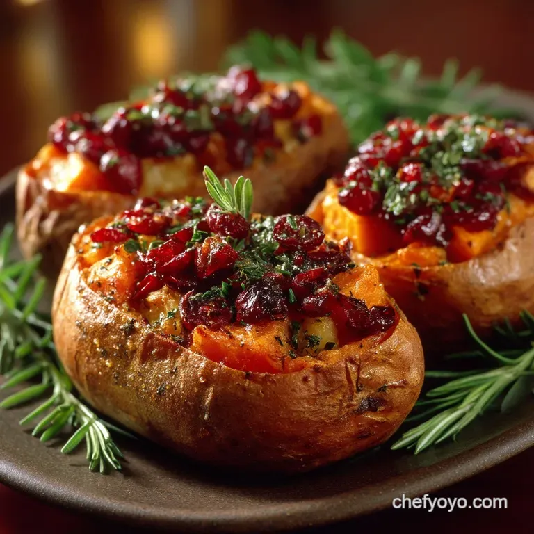 Cranberry Apple Crumble TwiceBaked Sweet Potatoes presentation