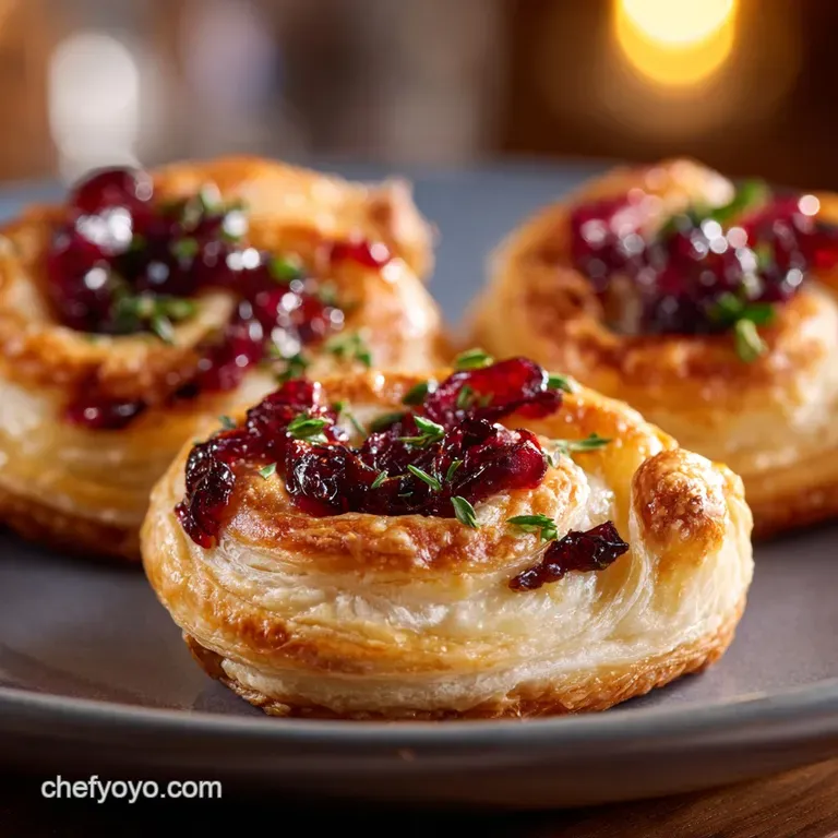 Christmas Party Appetizers: Easy Cranberry Brie Puff Pastry Whirls