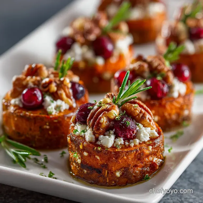 Cranberry Pecan Goat Cheese Sweet Potato Bites (Easy Holiday Nibble) presentation